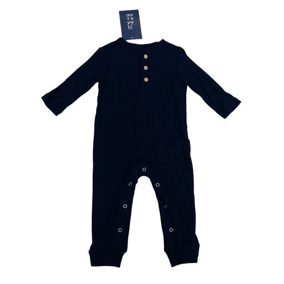 NWT Me & Henry 18/24M Navy Mason Rib Romper - Picture 1 of 5